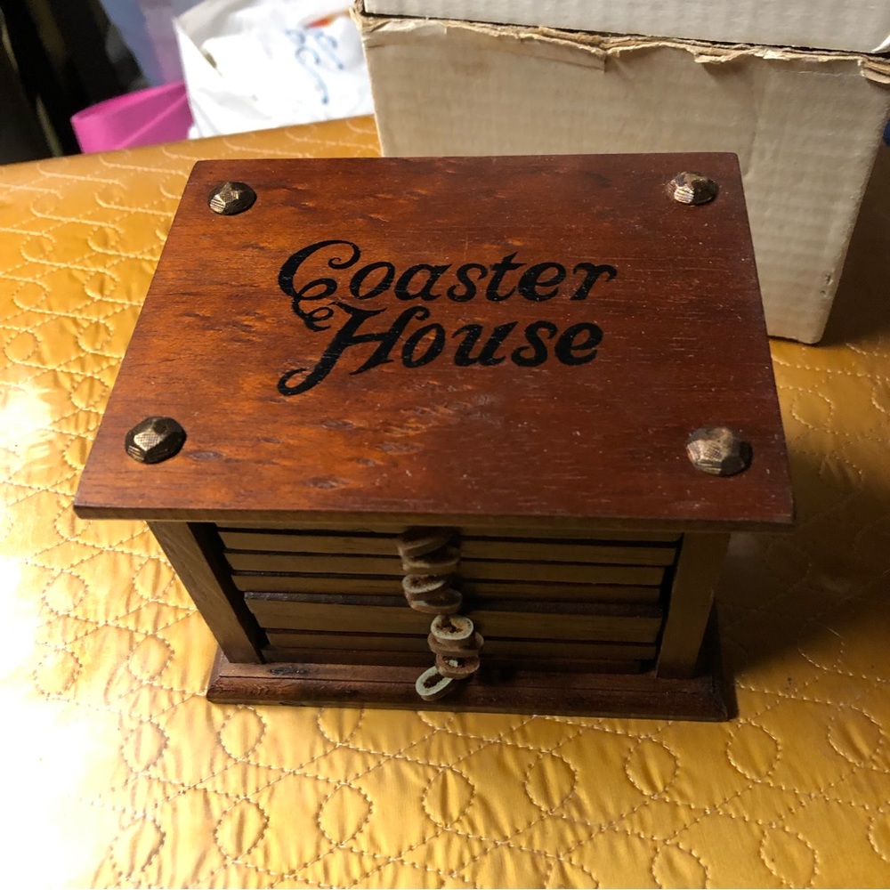 Vintage Coaster House Coaster Set. New in box.